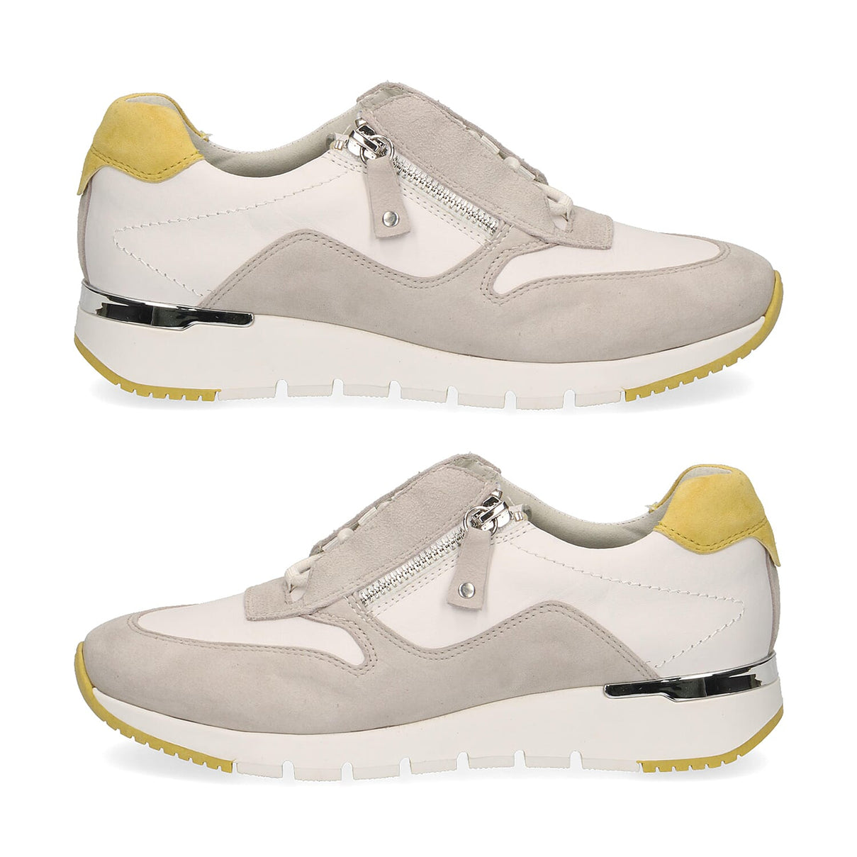 Caprice Leather Lace-up Trainers - White and Grey 6305703 2