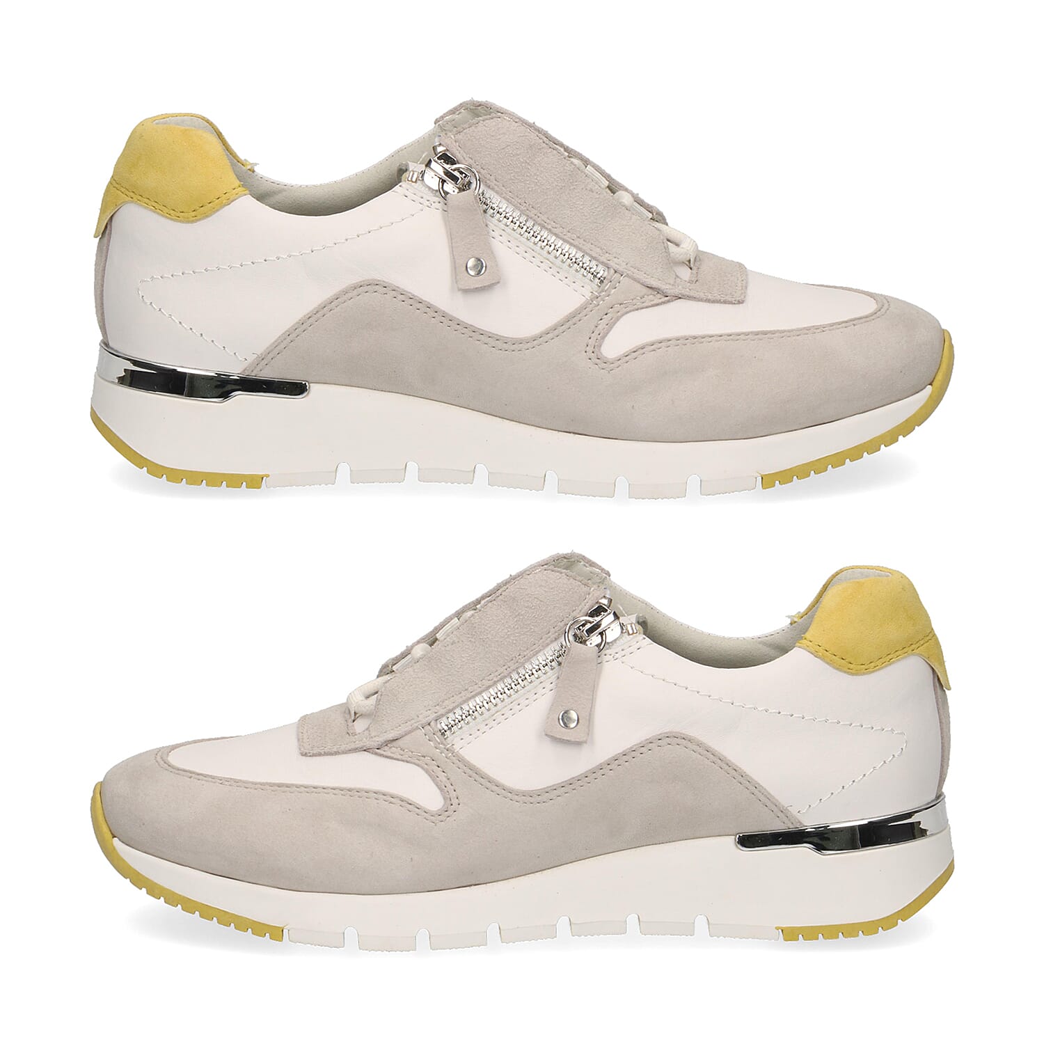 Caprice Leather Lace-up Trainers - White and Grey 6305703 2