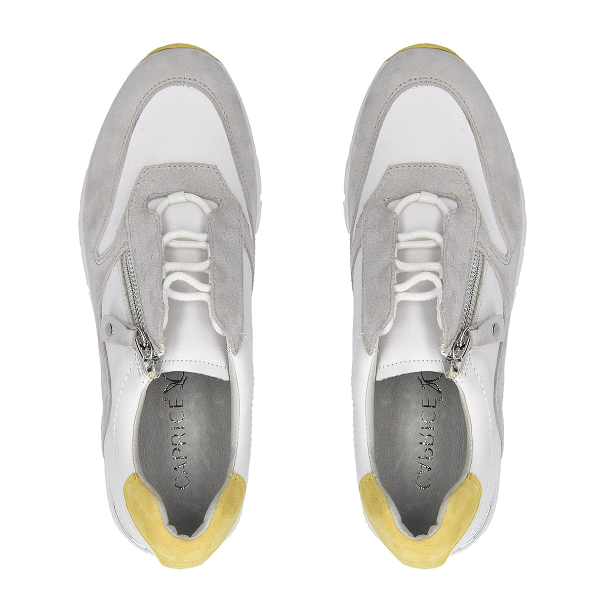 Caprice Leather Lace-up Trainers - White and Grey 6305703 3