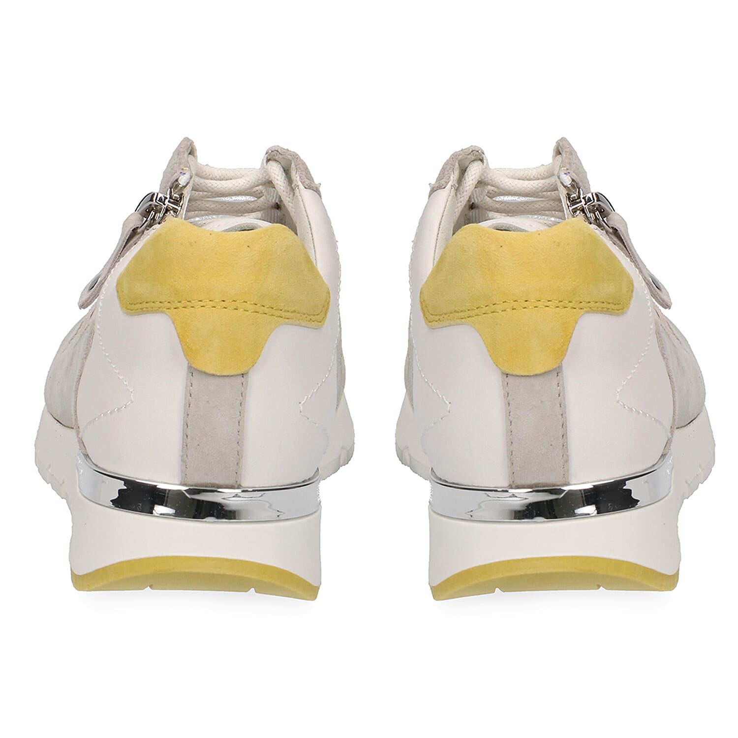 Caprice Leather Lace-up Trainers - White and Grey 6305703 5