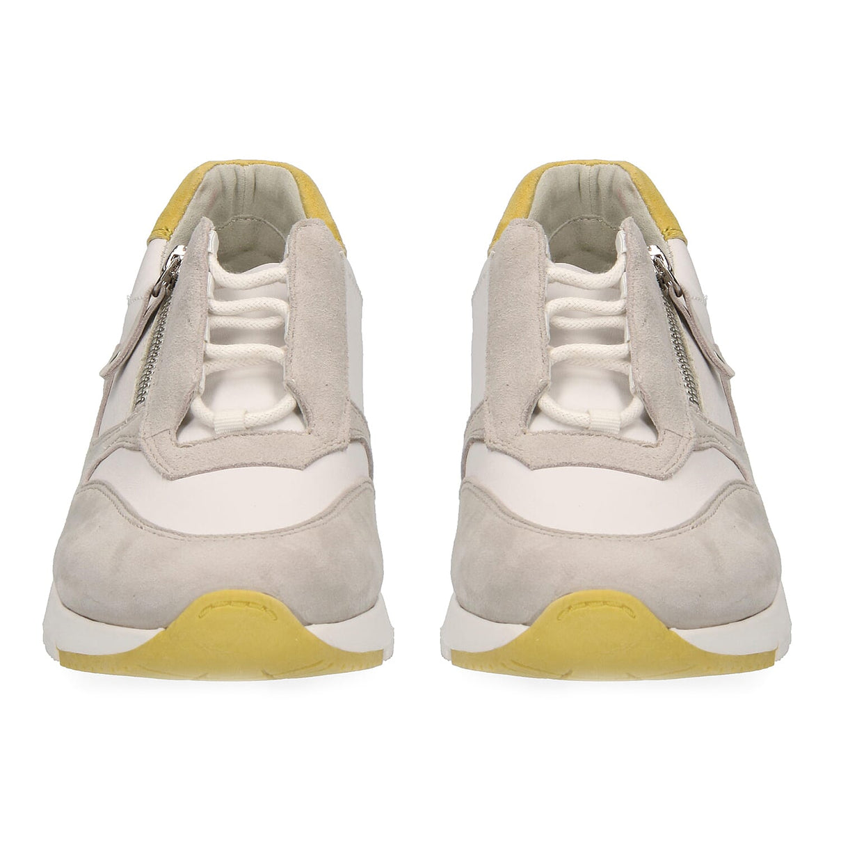 Caprice Leather Lace-up Trainers - White and Grey 6305703 6