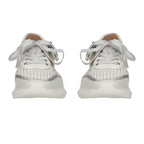 Caprice Metallic Leather Mesh Trainer in White (Size 3.5)