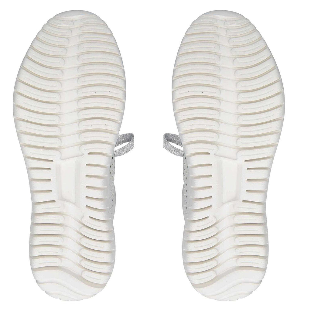 Caprice Metallic Leather Mesh Trainer in White (Size 3.5)