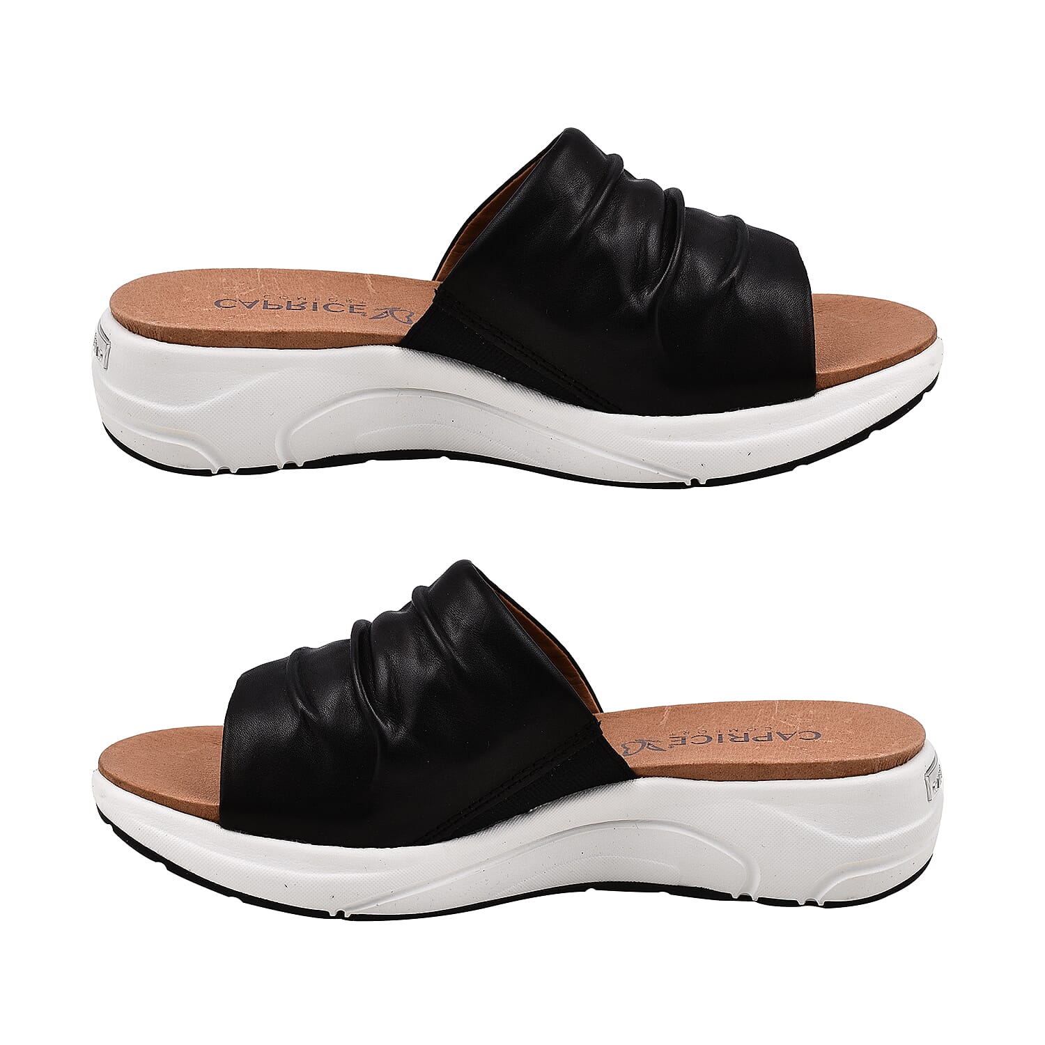 Caprice Mule Wedge Slippers - Black Nappa 6921670 1