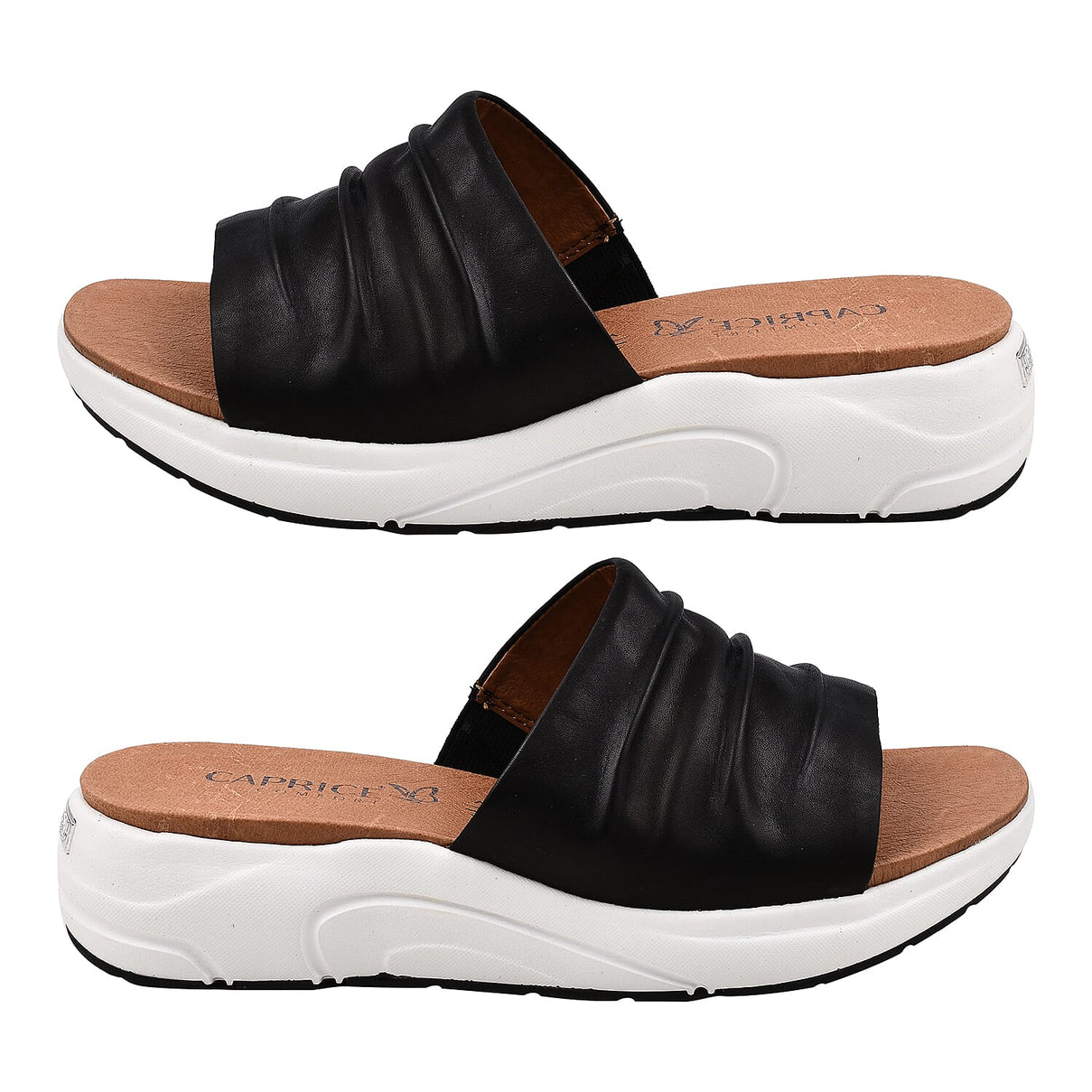 Caprice Mule Wedge Slippers - Black Nappa 6921670 2