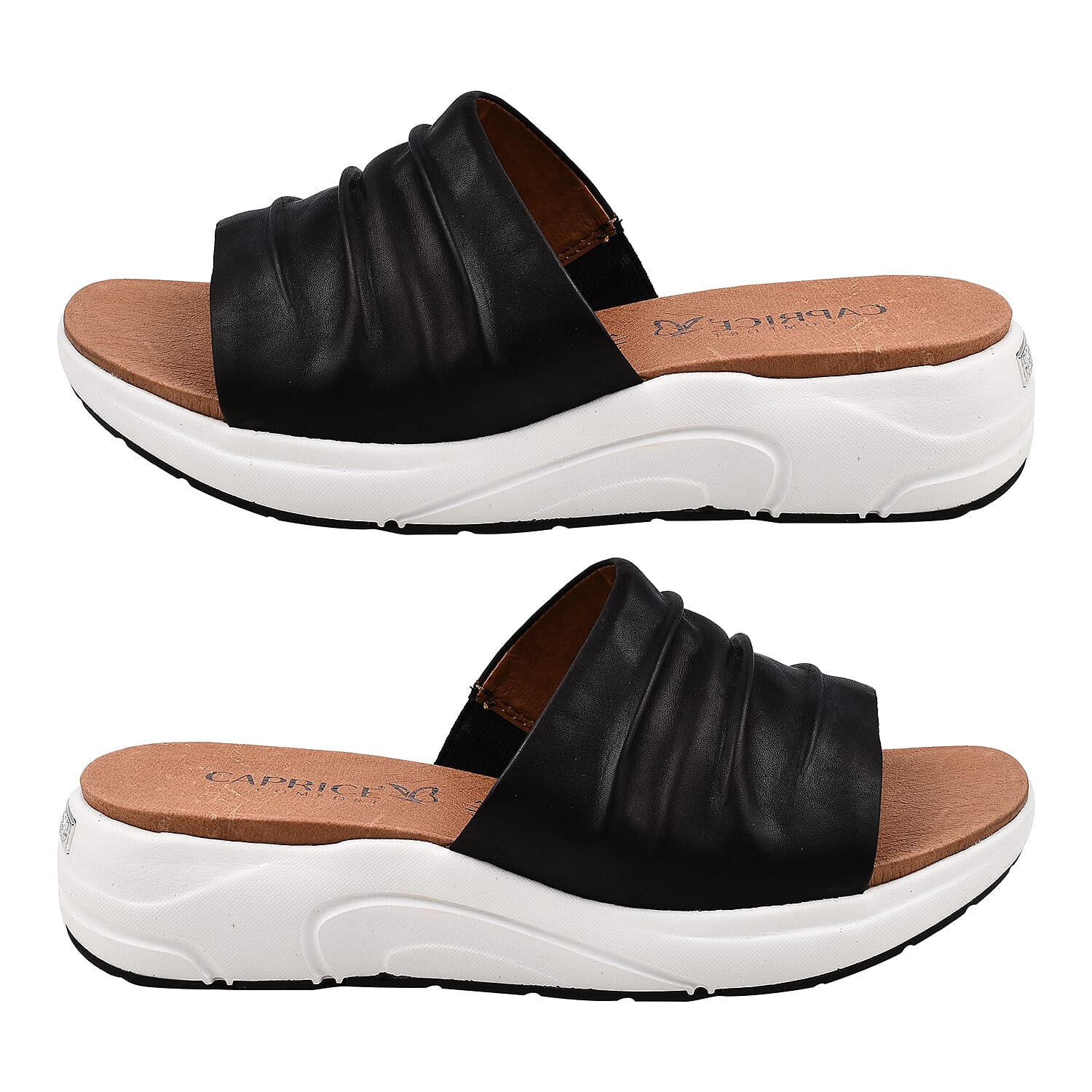 Caprice Mule Wedge Slippers - Black Nappa 6921670 2