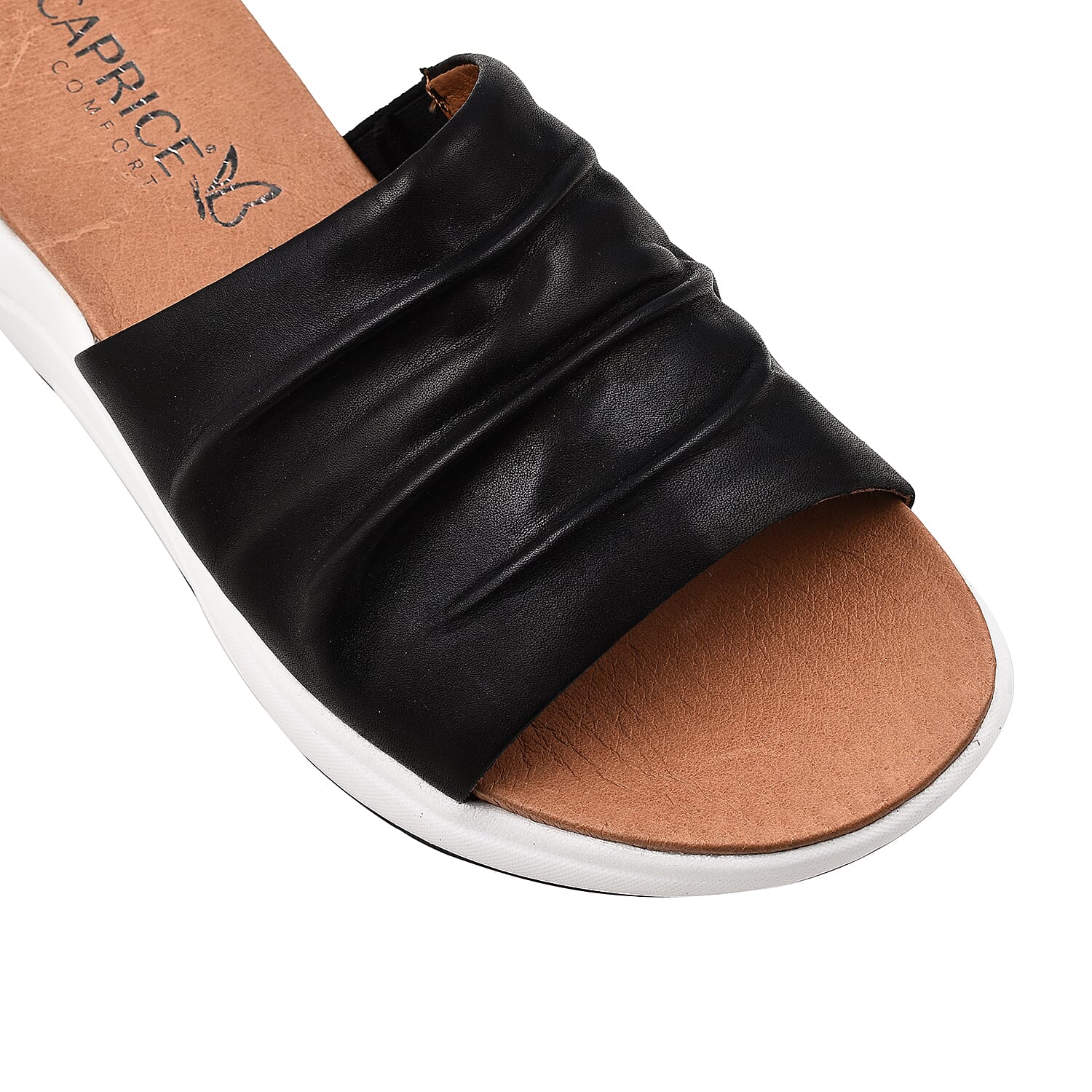 Caprice Mule Wedge Slippers - Black Nappa 6921670 4