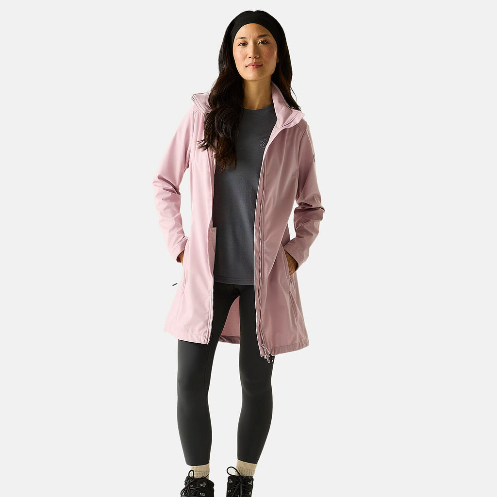 Regatta Womens Softshell Waterproof Longline Jacket with Detachable Hood (Size 12) - Purple