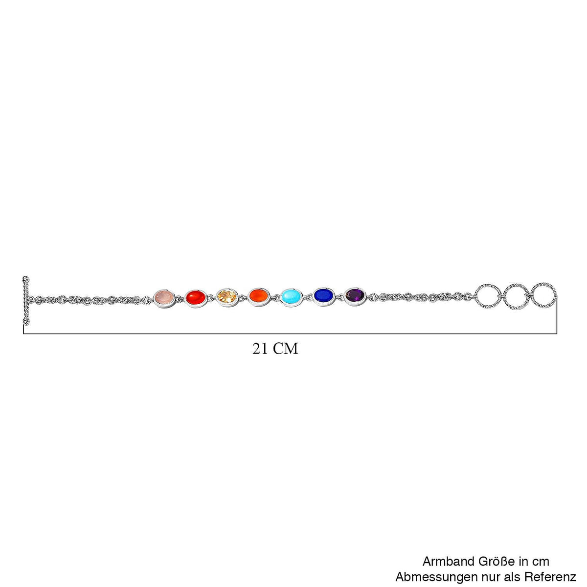 Carnelian and Multi Gemstone Fancy Bracelet in Rhodium Plated Sterling Silver 8.19 Ct 7808048 5