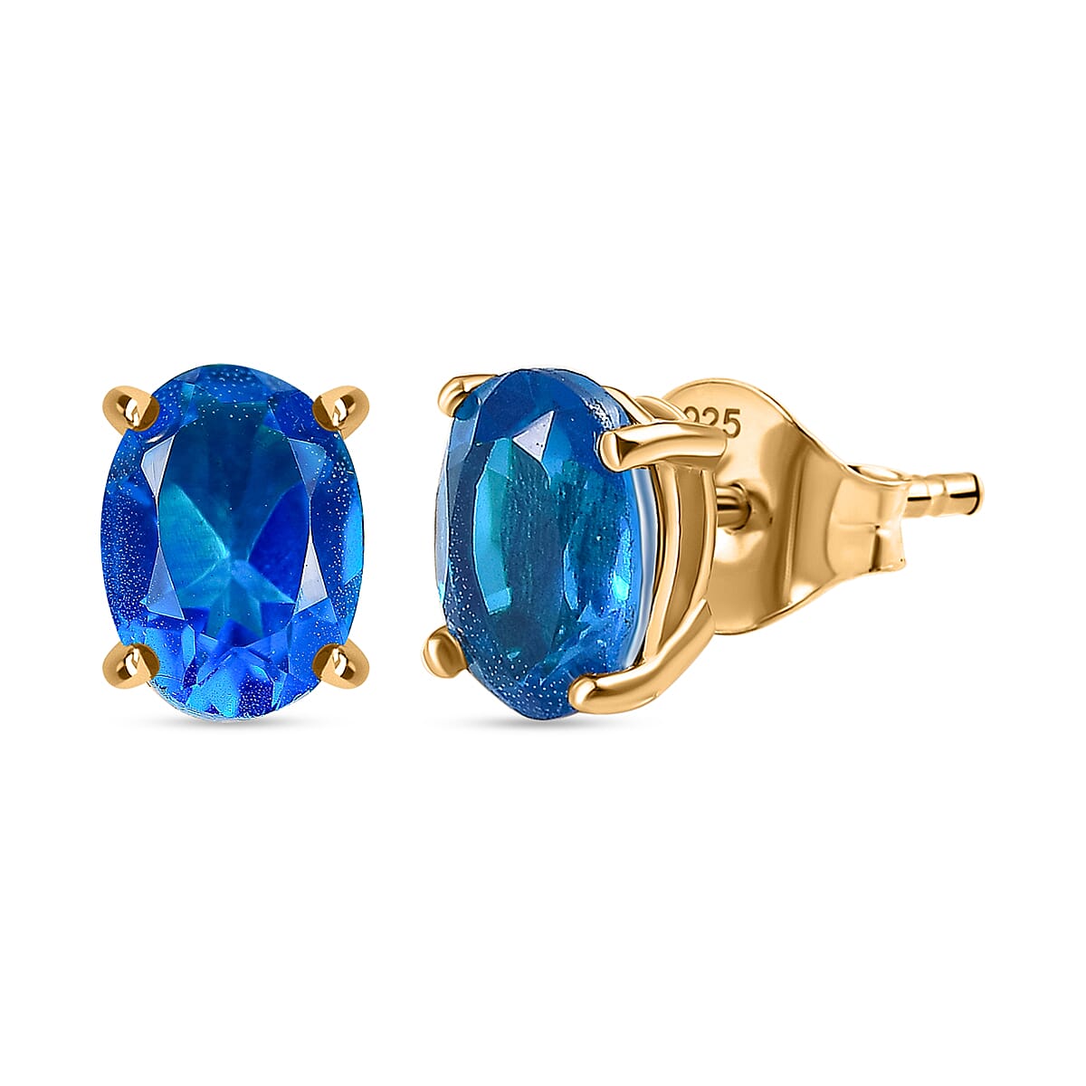 Carribean Quartz Stud Earrings With Push Back in 14K Yellow Gold Overlay Sterling Silver 1.69 Ct. 7857776 0
