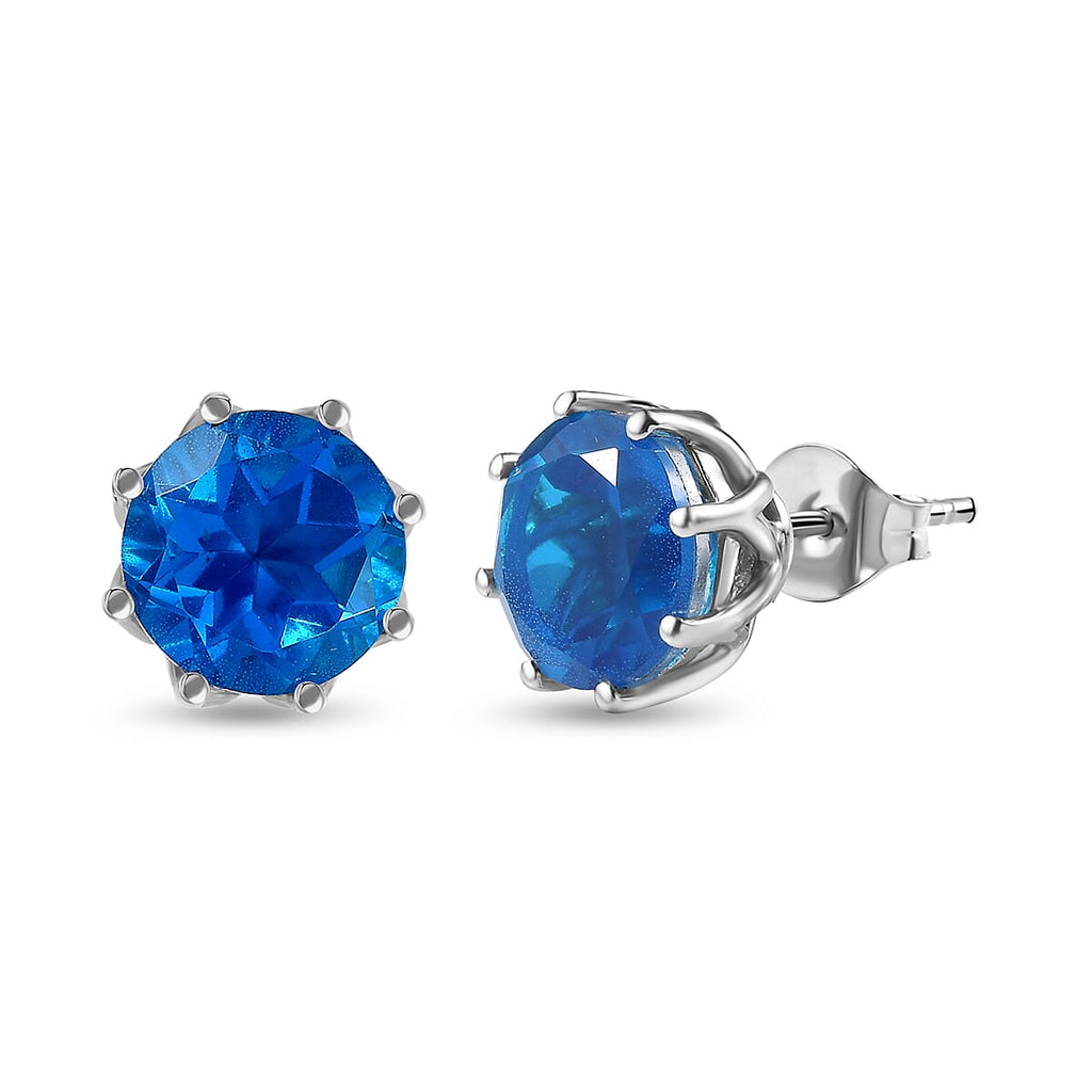 Carribean Quartz Solitaire Stud Earrings in Platinum Overlay Sterling Silver 10.52 Ct