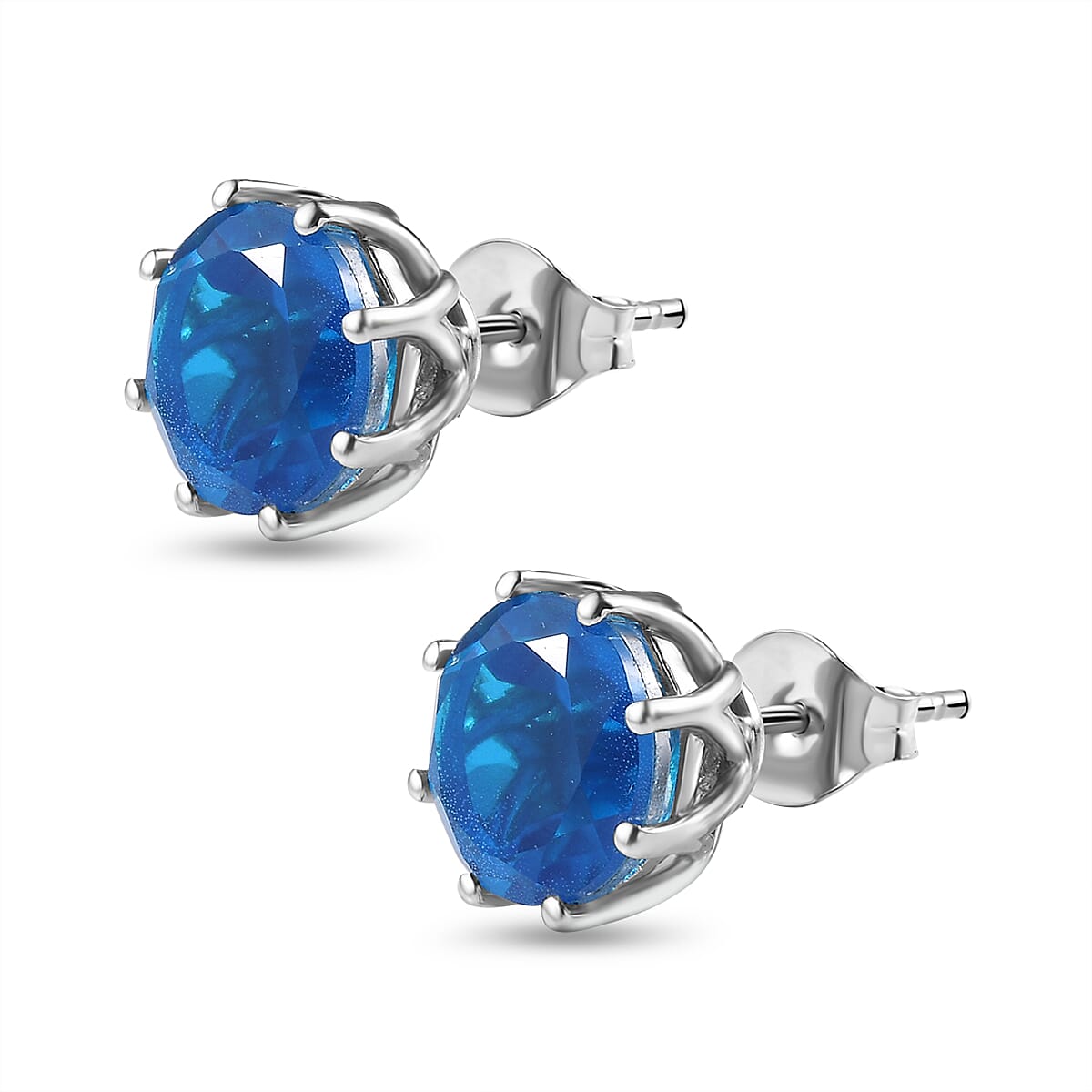 Carribean Quartz Solitaire Stud Earrings in Platinum Overlay Sterling Silver 10.52 Ct 7720861 3