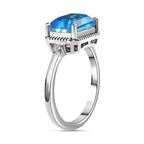 Carribean Quartz & Natural Zircon Ring in Rhodium Overlay Sterling Silver 2.97 Ct