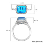Carribean Quartz & Natural Zircon Ring in Rhodium Overlay Sterling Silver 2.97 Ct