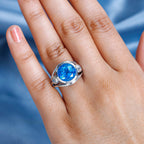 Carribean Quartz & Natural Zircon 3 Stone Ring in Platinum Overlay Sterling Silver 8.00 Ct, Silver Wt. 5.58 Gms