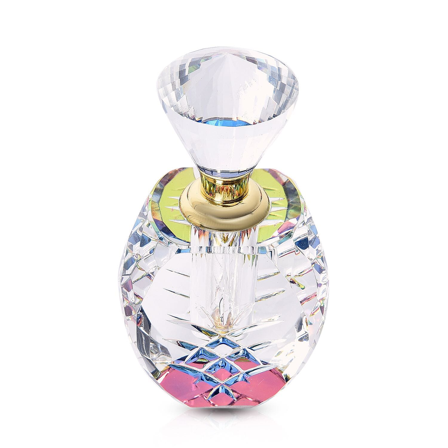 Carved Crystal Refillable Perfume Bottle with Colourful Base Size 12.5x4 mm 3455263 2