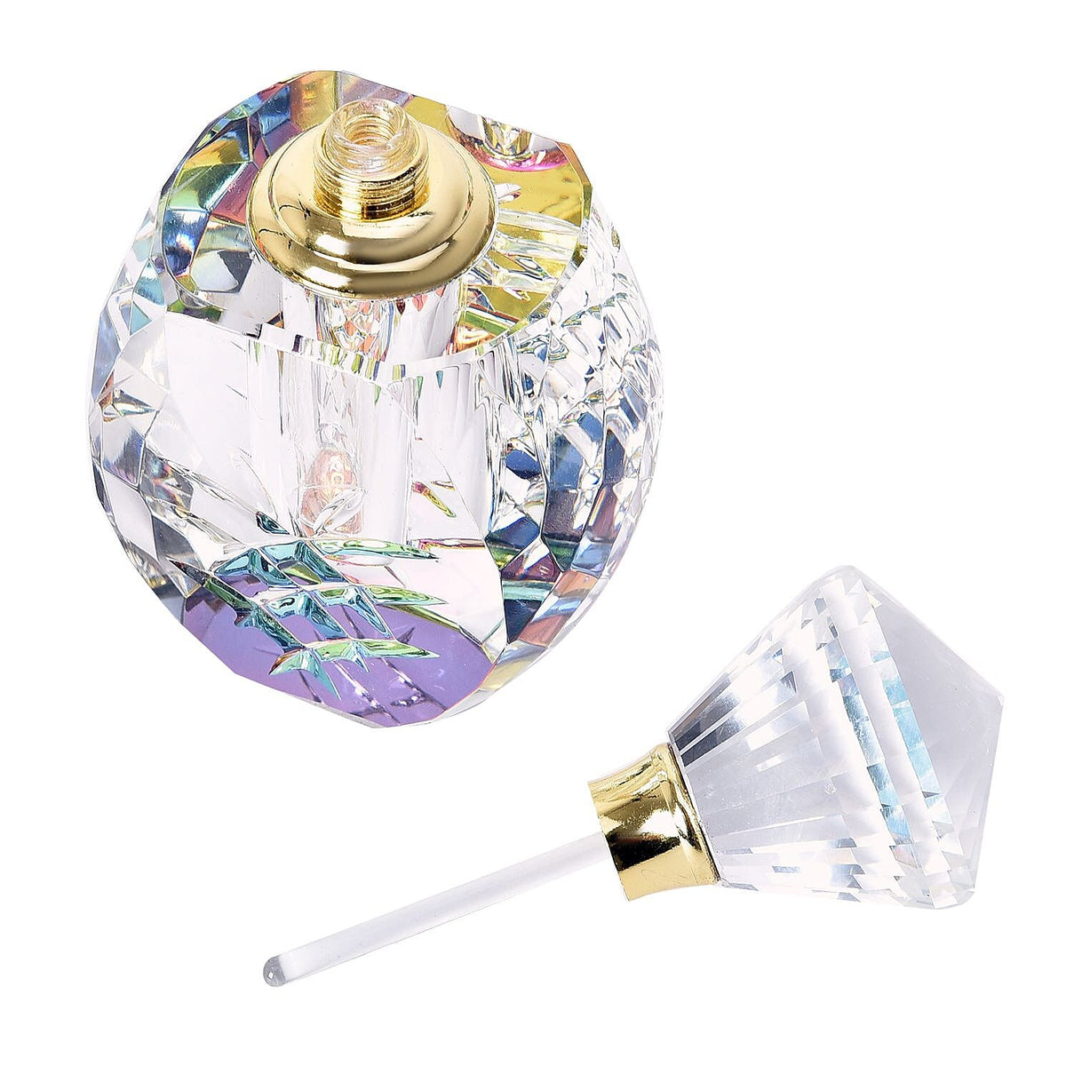 Carved Crystal Refillable Perfume Bottle with Colourful Base Size 12.5x4 mm 3455263 3