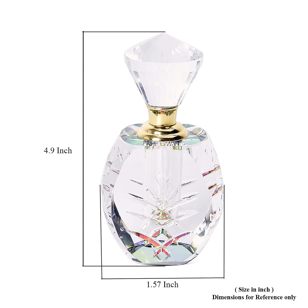 Carved Crystal Refillable Perfume Bottle with Colourful Base Size 12.5x4 mm 3455263 4