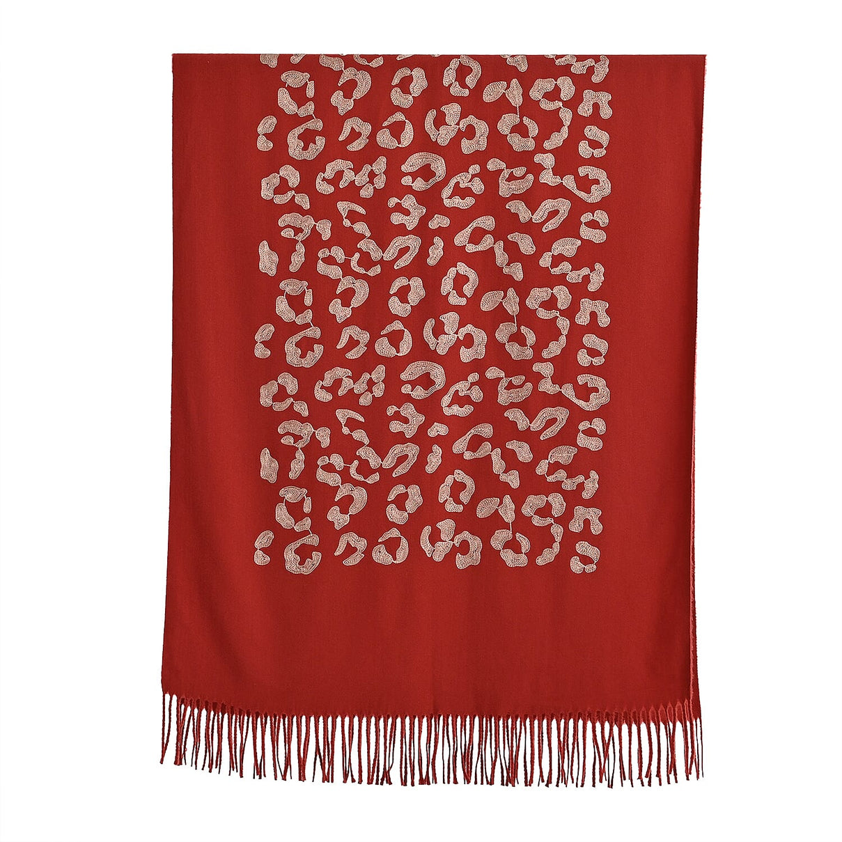 Cashew Embroidery Scarf with Tassel (Size 180x70 cm) - Dark Orange 8222450 7