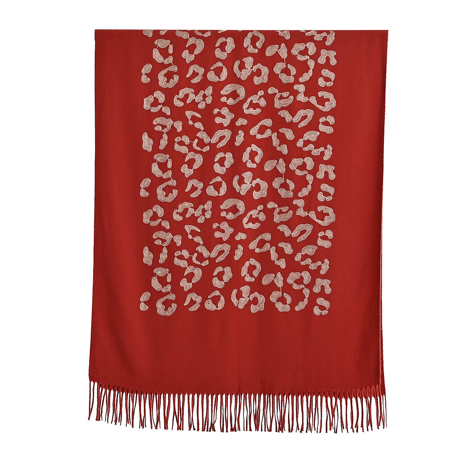 Cashew Embroidery Scarf with Tassel (Size 180x70 cm) - Dark Orange 8222450 7