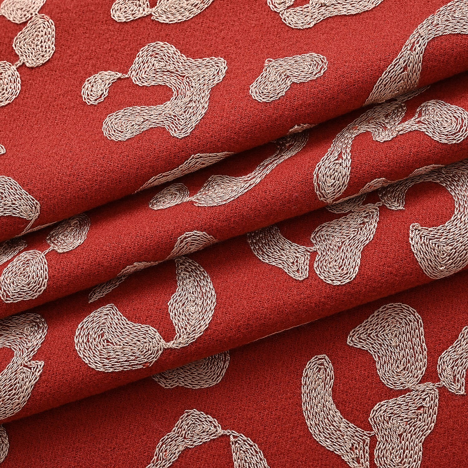 Cashew Embroidery Scarf with Tassel (Size 180x70 cm) - Dark Orange 8222450 9