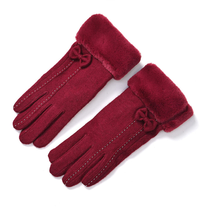 Cashmere-Blend Winter Gloves with Faux Fur Trim and Bow Detail - Touchscreen Friendly 7852900 1