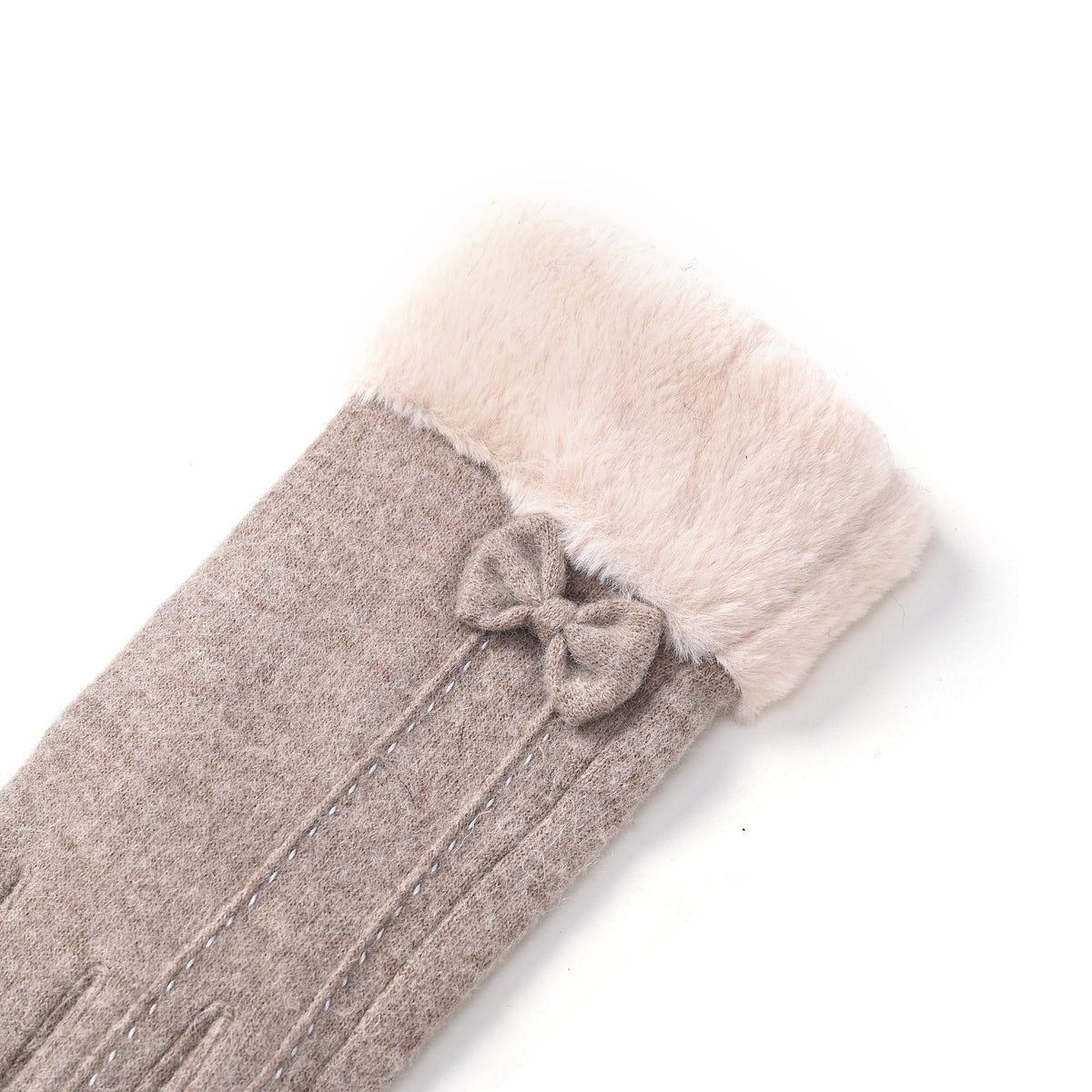 Cashmere-Blend Winter Gloves with Faux Fur Trim and Bow Detail - Touchscreen Friendly V32521203 5