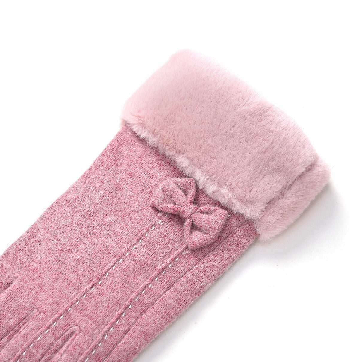 Cashmere-Blend Winter Gloves with Faux Fur Trim and Bow Detail - Touchscreen Friendly V32514980 5