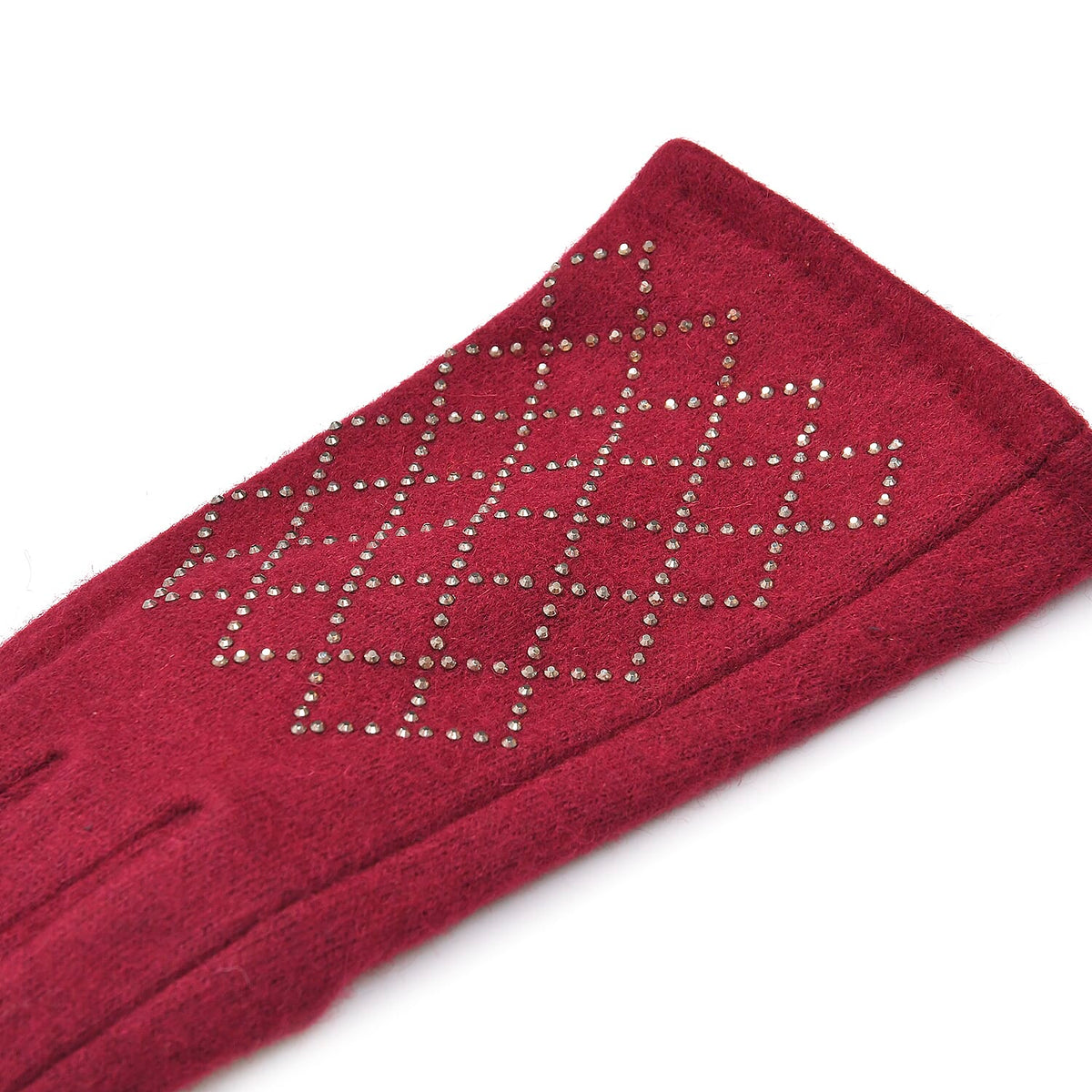 Closeout Deal - 2 Piece Set -Cashmere Diamond Pattern Hat and Gloves-  Burgundy V32603049 8