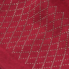 Closeout Deal - 2 Piece Set -Cashmere Diamond Pattern Hat and Gloves-  Burgundy