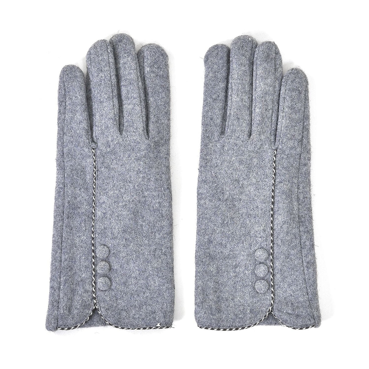 Luxury Cashmere Wool Gloves With Button Detailing and Fleece Lining - Grey 7851688 0