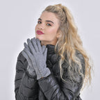 Luxury Cashmere Wool Gloves With Button Detailing and Fleece Lining - Grey