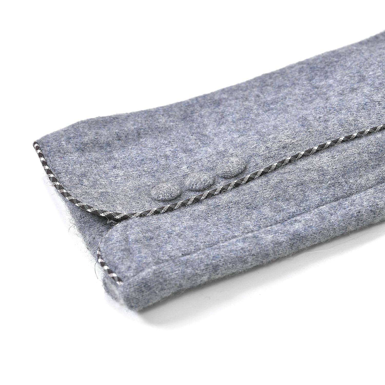 Luxury Cashmere Wool Gloves With Button Detailing and Fleece Lining - Grey 7851688 6