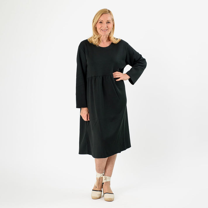 Casual Long Sleeve Smock Dress (Size - One Size 8 -20) - Black 8097715 1