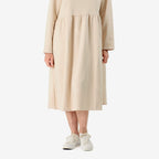 Casual Long Sleeve Sweat Smock Dress (Size - One Size 8-20) - Stone