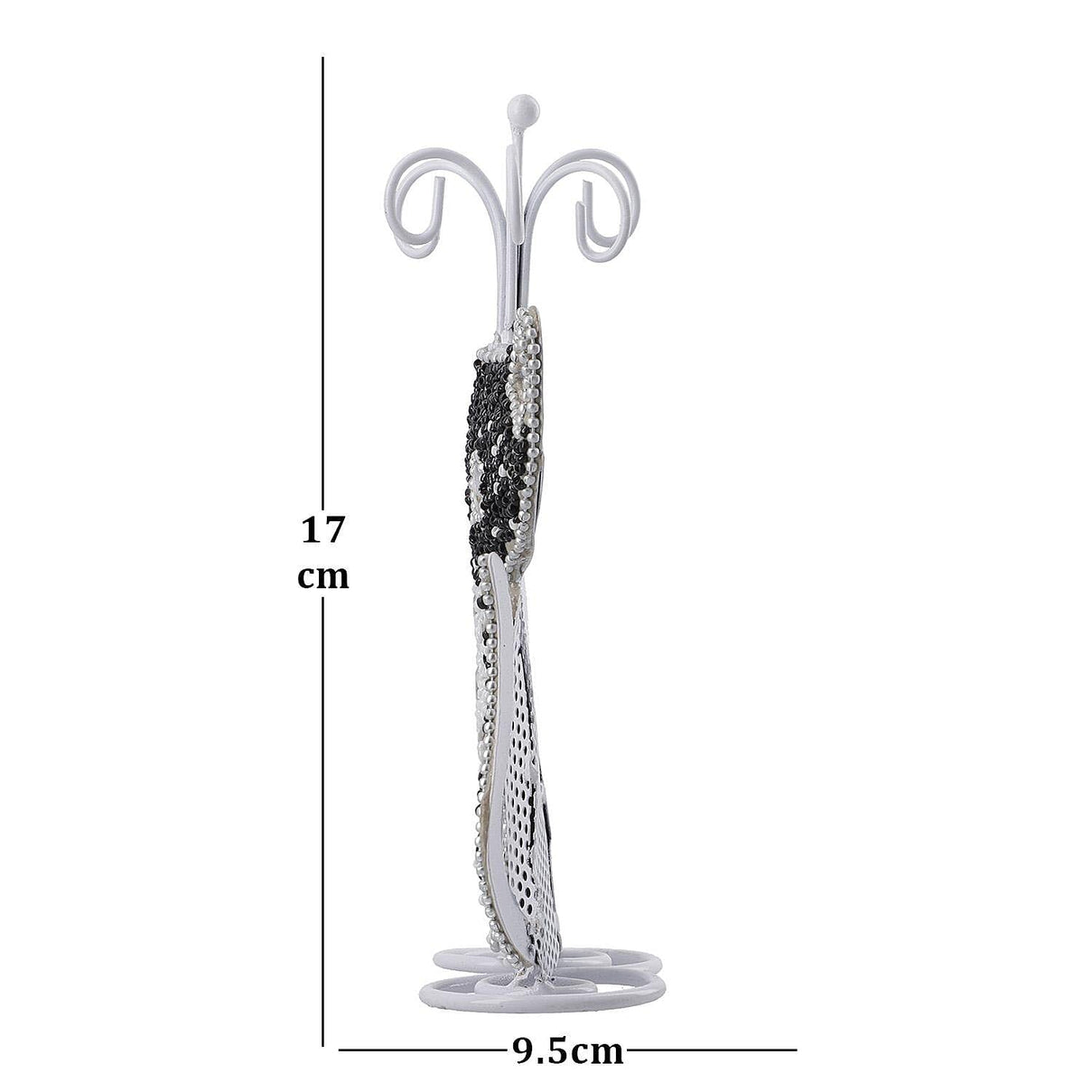 Cat Figure Iron Based Beaded Jewellery - Keyring Holder (Size 17x9x5 Cm) - Black and White 7369128 7