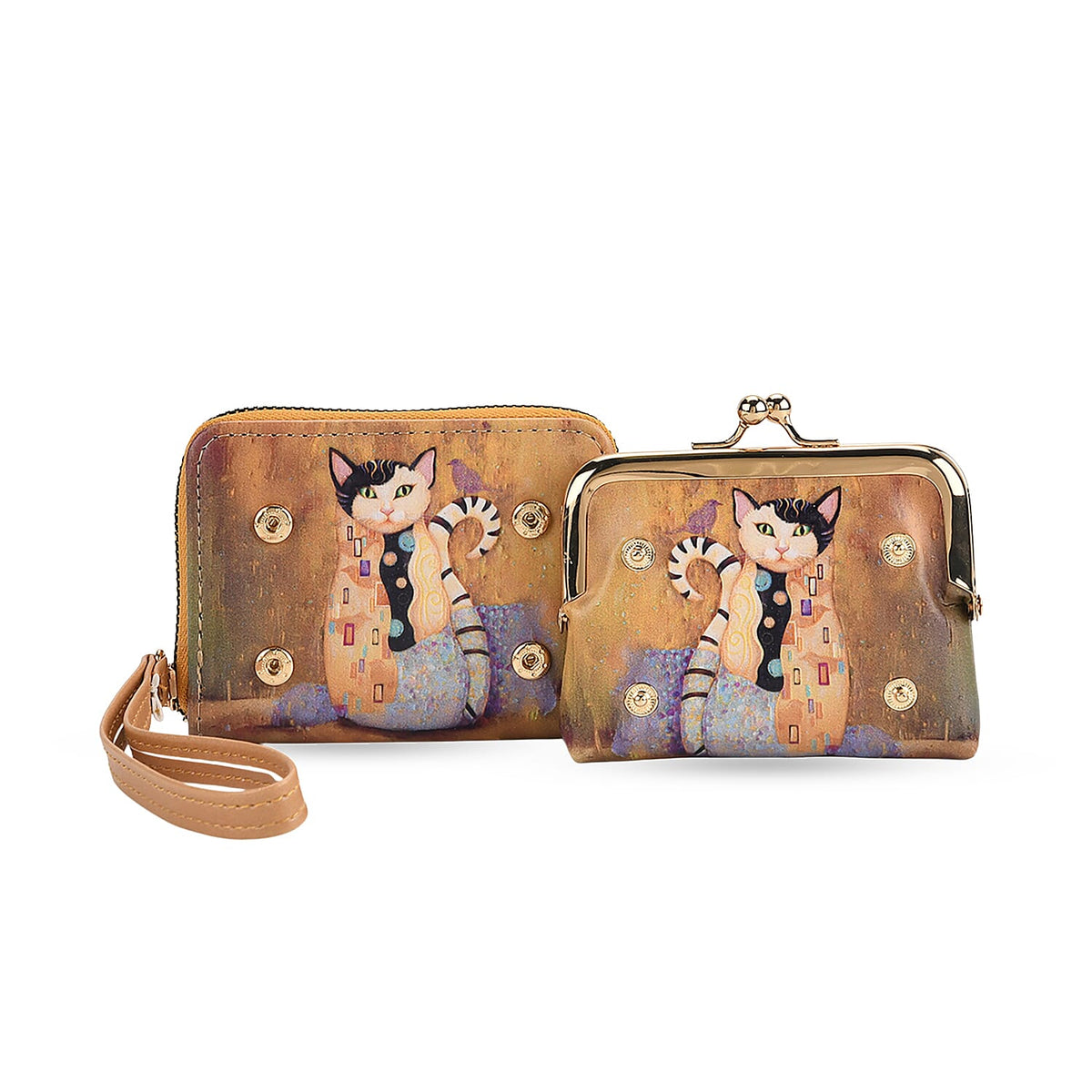 Cat Print RFID Wallet - Yellow 8252725 6