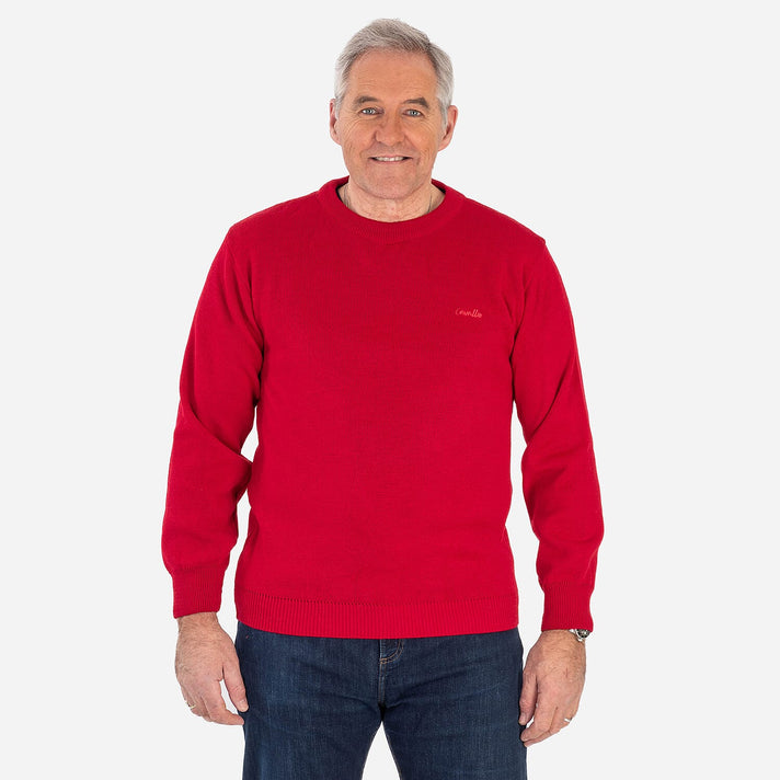 Made In Britain Cavallio Mens Crewneck Jumper With Embroidered Logo (Size M) - Red 8414989 1