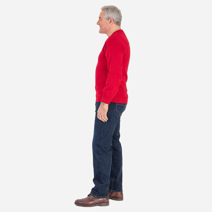 Made In Britain Cavallio Mens Crewneck Jumper With Embroidered Logo (Size M) - Red 8414989 2