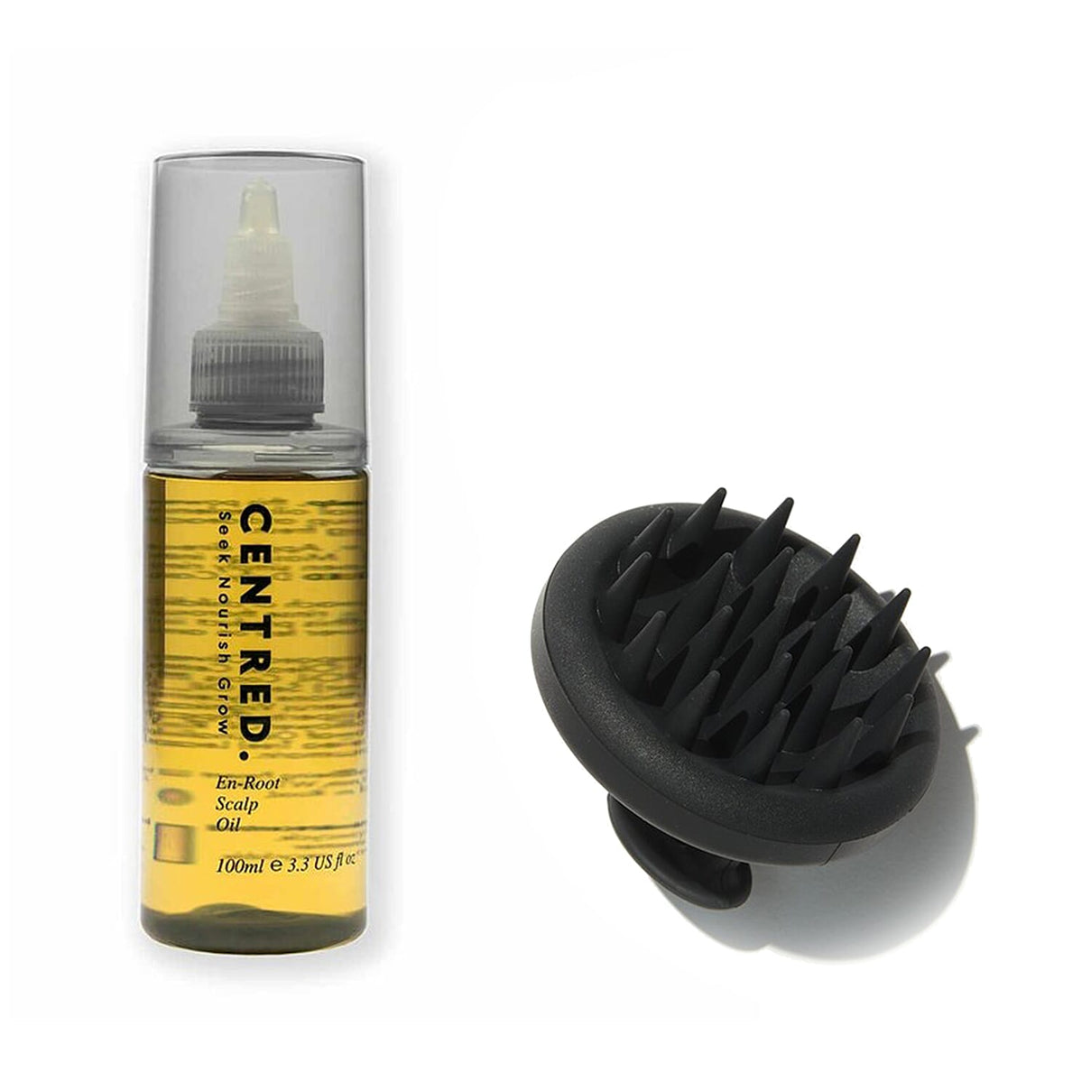 Centred En Root Scalp Oil 100ml, Squishy Black Head Massager &amp; Wash Bag 7683878 0
