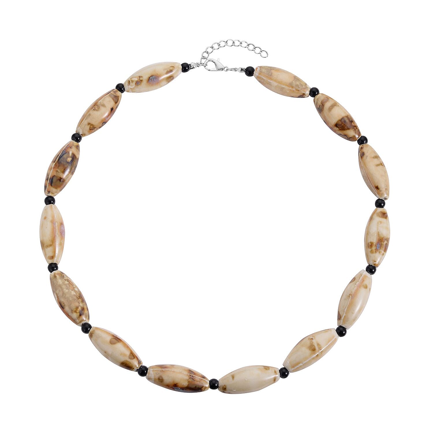 Simulated Picture Jasper and Simulated Black Spinel Beads Necklace (Size - 24) 7163876 0