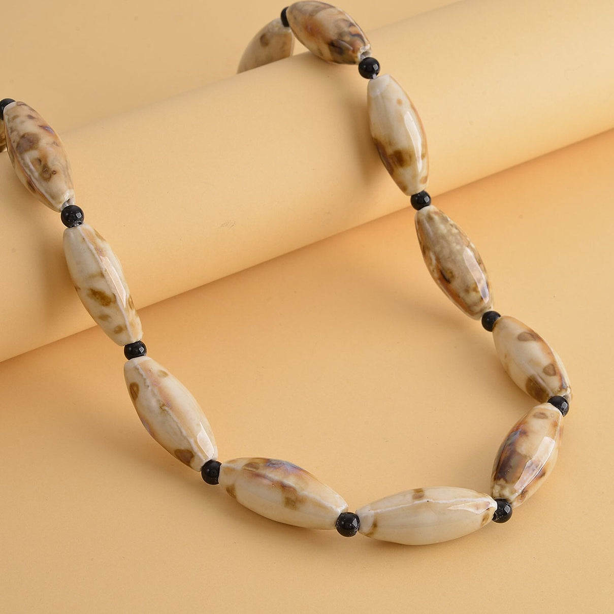 Simulated Picture Jasper and Simulated Black Spinel Beads Necklace (Size - 24) 7163876 2