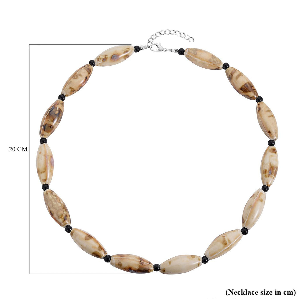 Simulated Picture Jasper and Simulated Black Spinel Beads Necklace (Size - 24)