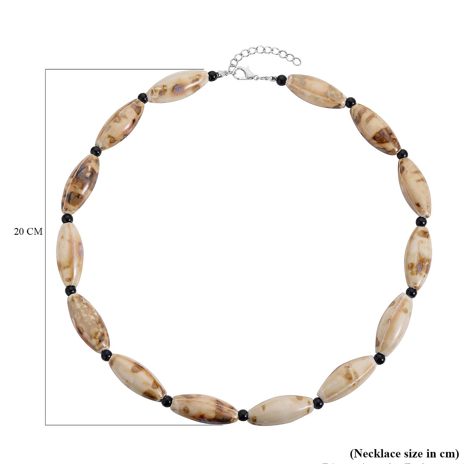 Simulated Picture Jasper and Simulated Black Spinel Beads Necklace (Size - 24) 7163876 5