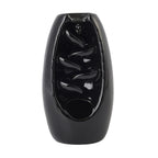 Ceramic Backflow Incense Holder with 120 Incense Cones, 30 sticks, Tweezer and Base - Black