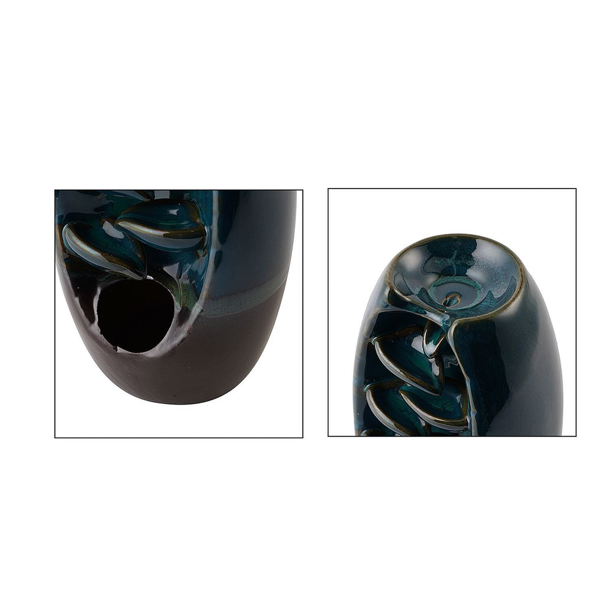 Ceramic Backflow Incense Holder with 120 Incense Cones, 30 sticks, Tweezer and Base 7215004 8