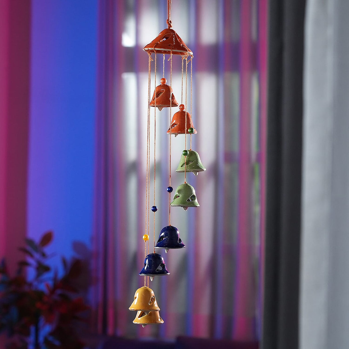 Multi-Tiered Decorative Ceramic Hanging Bells Wind Chime - Multicolour 7339946 2
