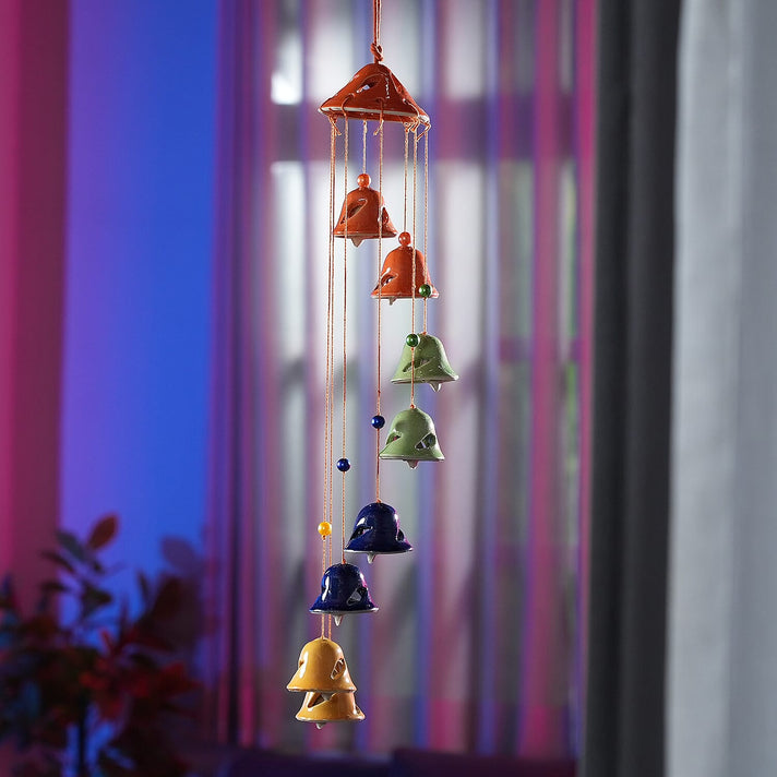 Multi-Tiered Decorative Ceramic Hanging Bells Wind Chime - Multicolour 7339946 2