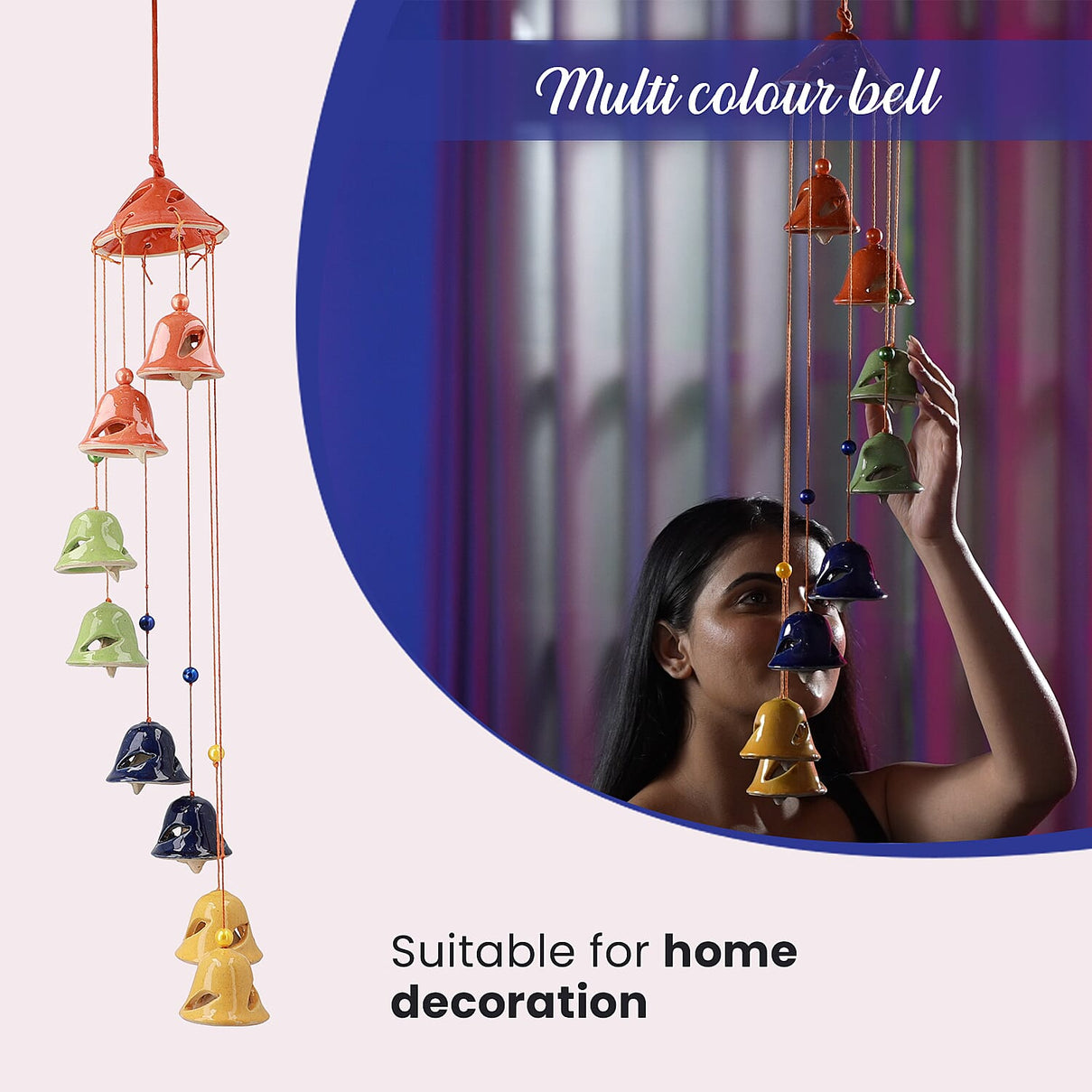 Multi-Tiered Decorative Ceramic Hanging Bells Wind Chime - Multicolour 7339946 3