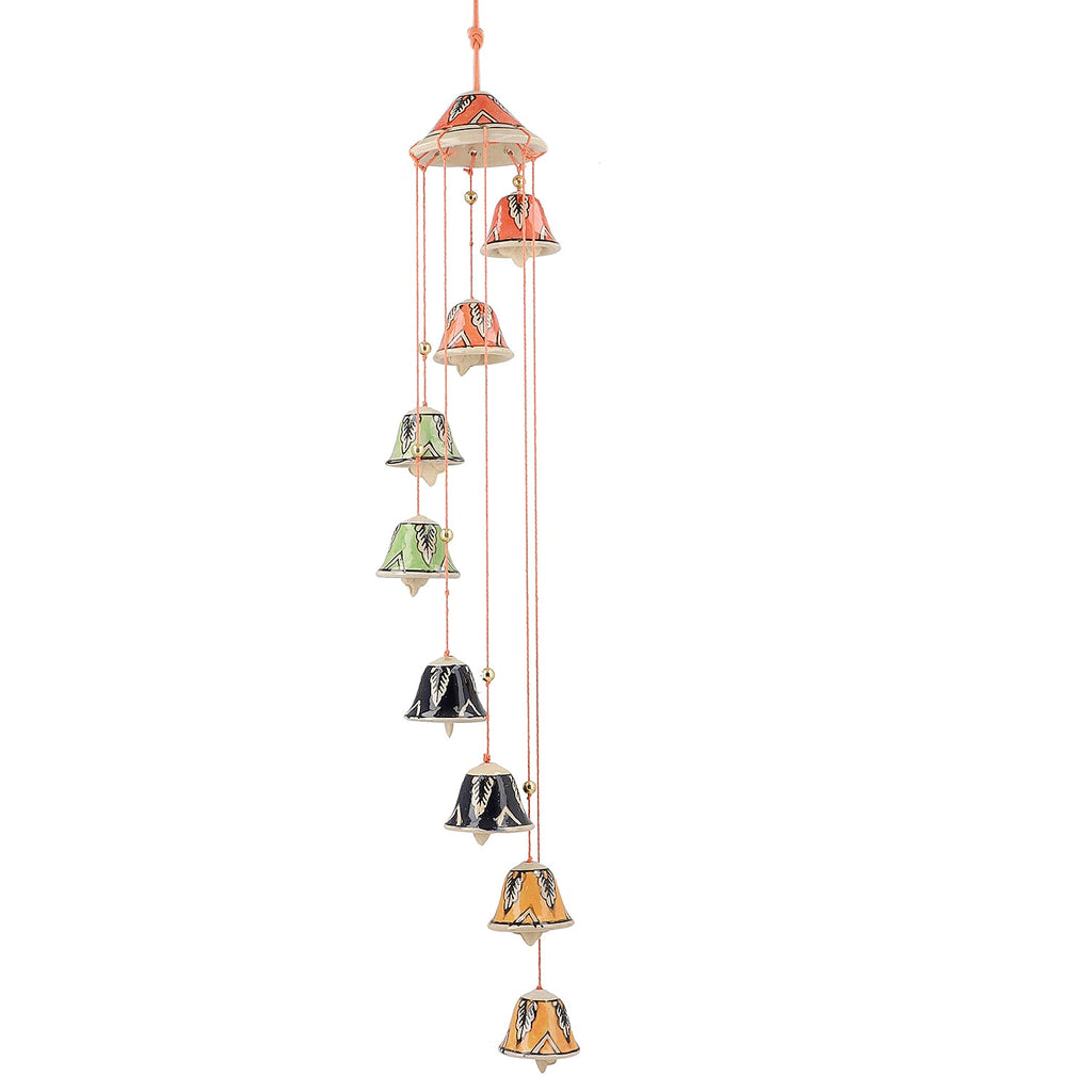 Multi-Tiered Decorative Ceramic Hanging Bells Wind Chime - Multicolour